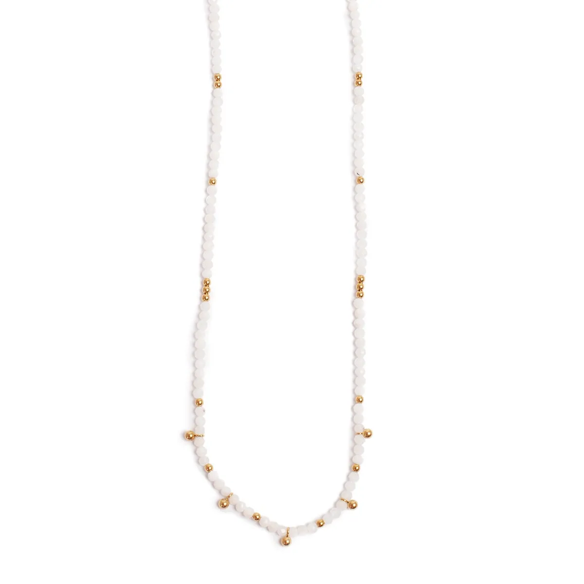 2047-0011 White & Gold Plated Pure Steel Necklace