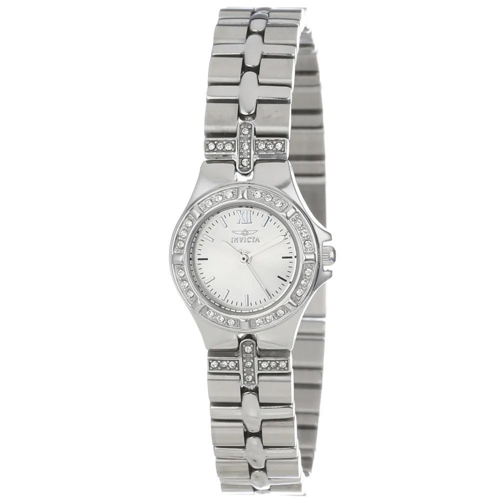 Invicta 0132 Women's Steel Bracelet Swiss Quartz Wildflower Crystal Silver Dial Watch