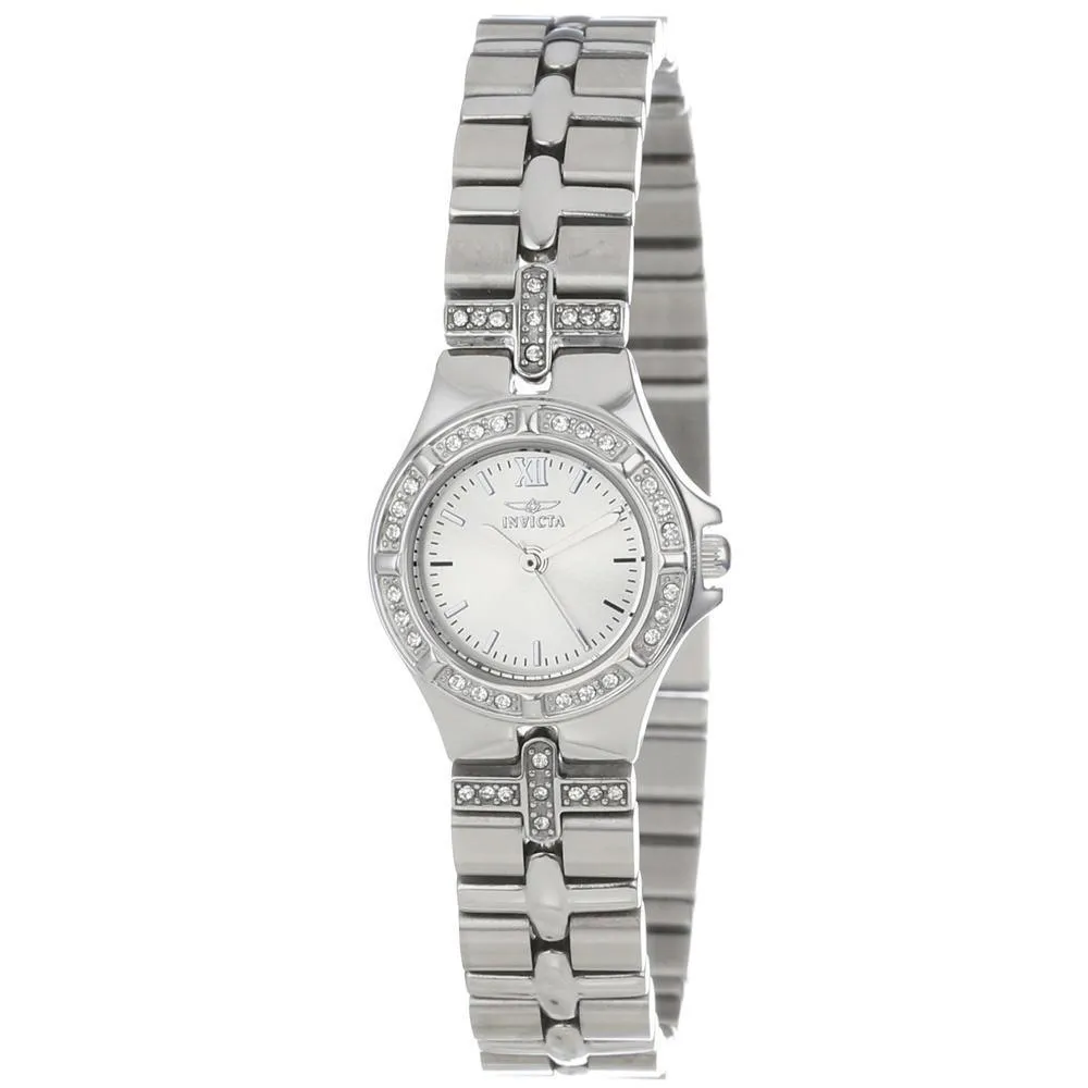 Invicta 0132 Women's Steel Bracelet Swiss Quartz Wildflower Crystal Silver Dial Watch