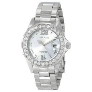 Invicta 15251 Women's Steel Bracelet Quartz Pro Diver Crystal Silver Dial Date Watch