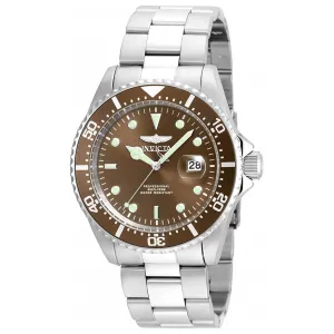 Invicta 22049 Men's Steel Bracelet Quartz Pro Diver Brown Dial Date Watch