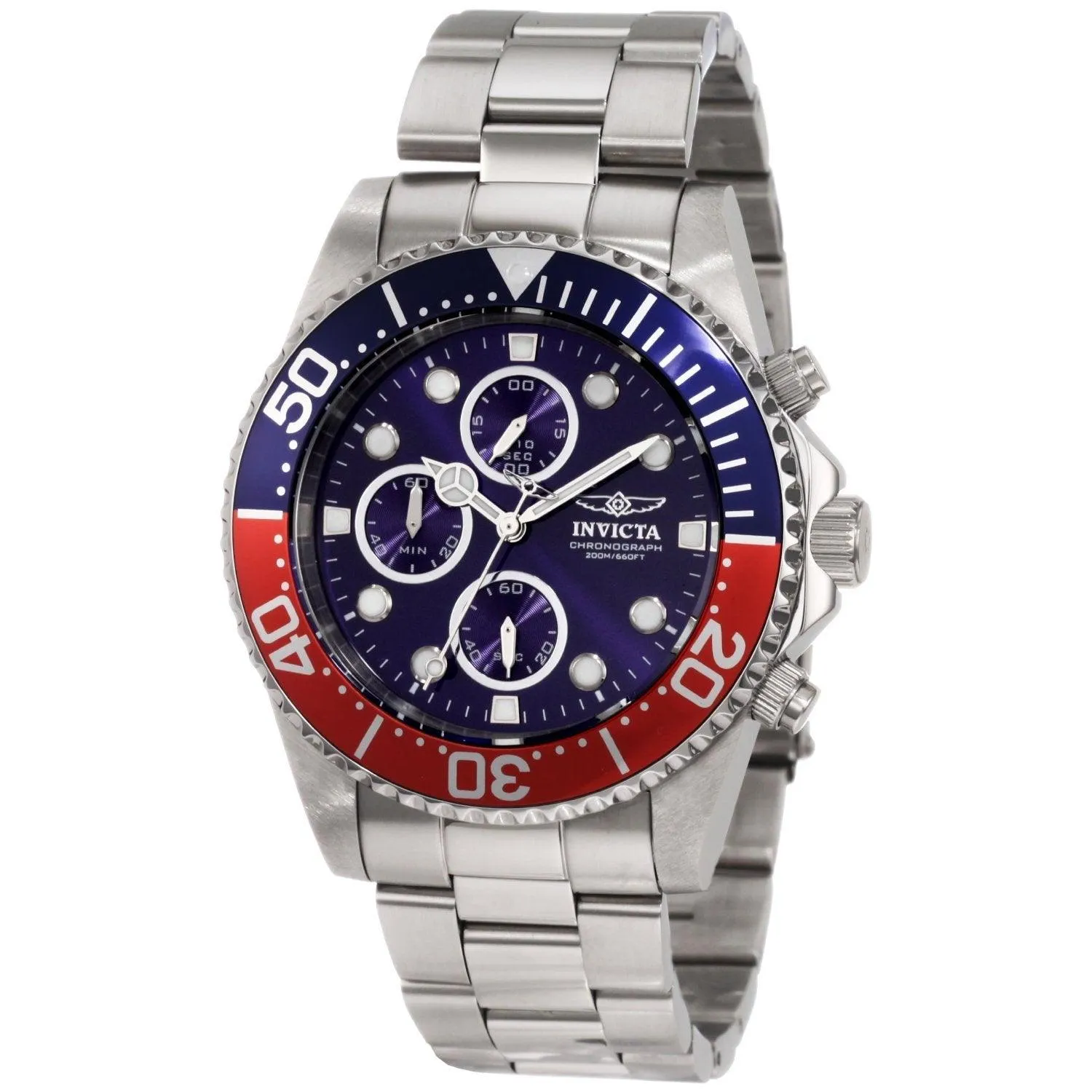 Invicta Men's Chronograph Stainless Steel Watch - Pro Diver Blue Dial Quartz | 1771