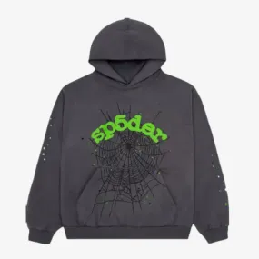 Sp5der OG Web Pullover Hoodie in Premium Slate Grey - SS23 Collection