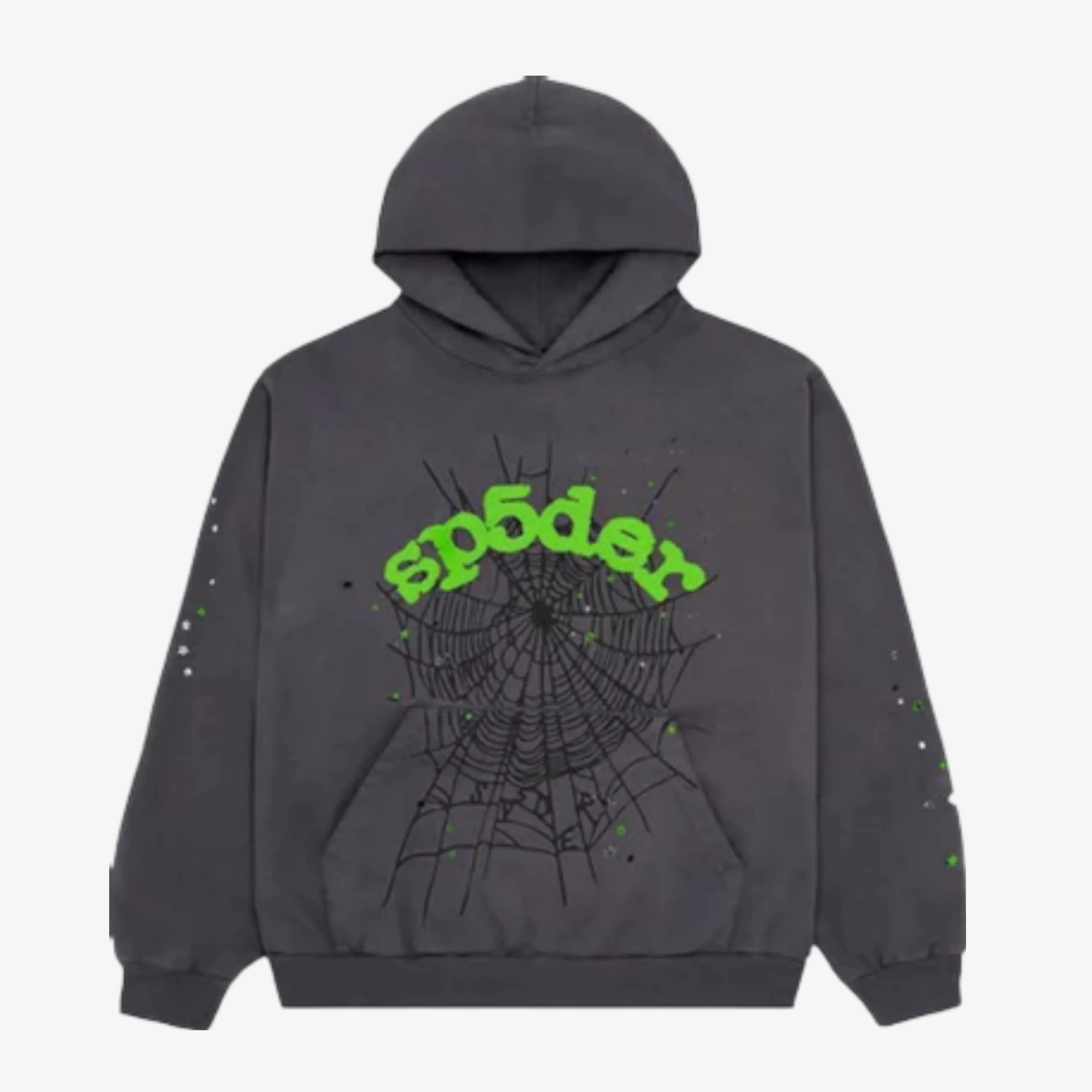 Sp5der OG Web Pullover Hoodie in Premium Slate Grey - SS23 Collection