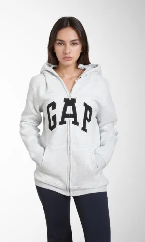 Women Zip-Up Hoodie (Light Grey)