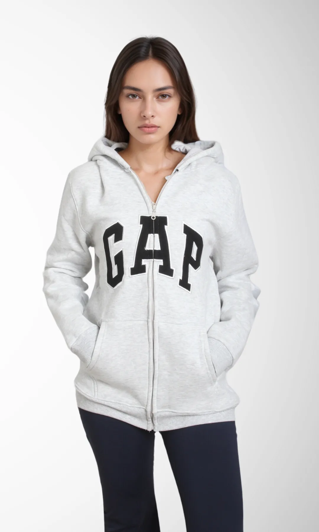 Women Zip-Up Hoodie (Light Grey)